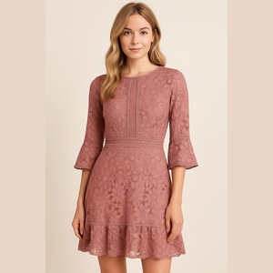 BB Dakota Dusty Rose Pink Lace Fit & Flare Dress – Size 4